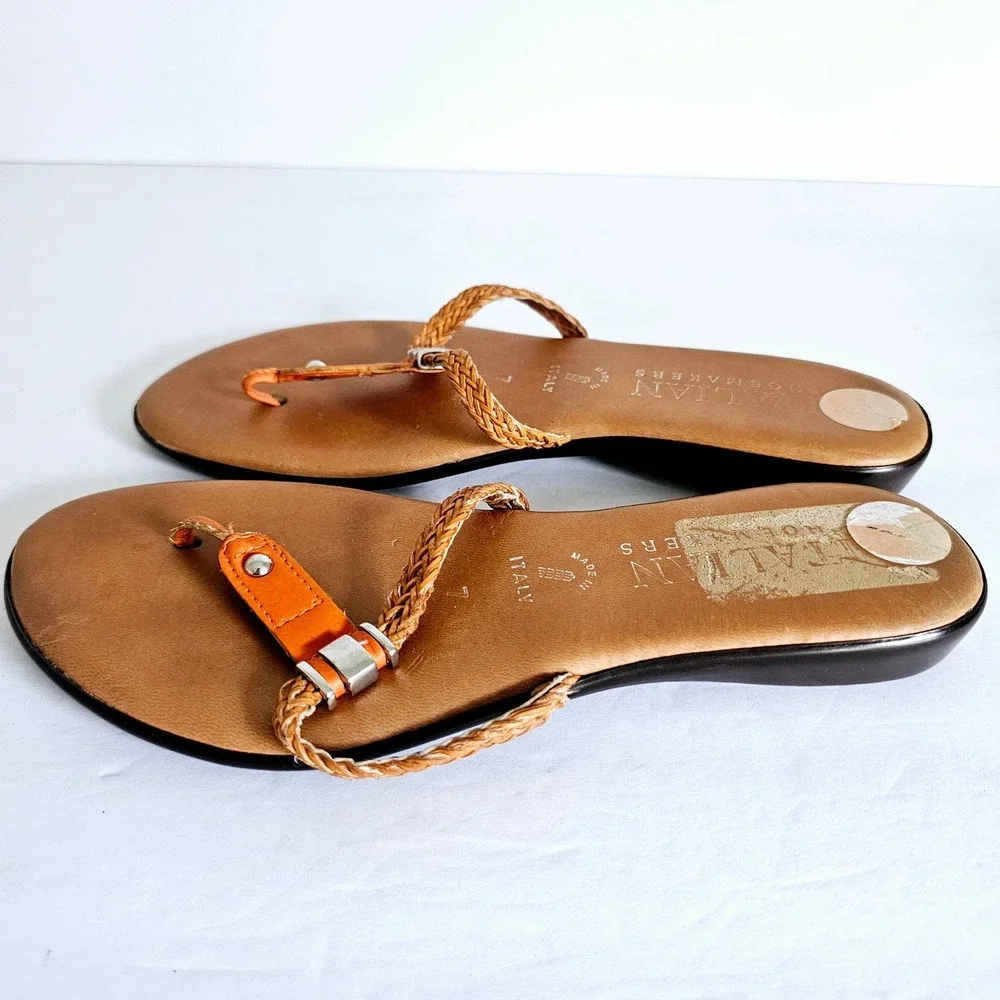Italian Shoemakers Sandals‎ Flip Flops Thong Orange Sz 7 - Sh655.1